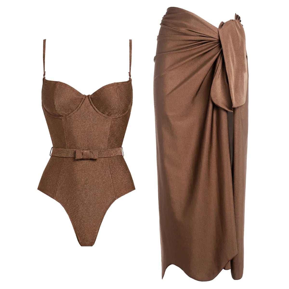 Conjunto Enteriza con Falda Pareo Cruzada Ref. 0596 - Marea Bella Swimwear