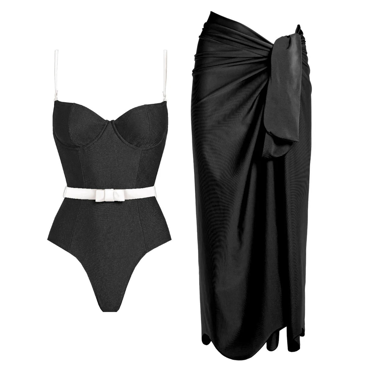 Conjunto Enteriza con Falda Pareo Cruzada Ref. 0596 - Marea Bella Swimwear