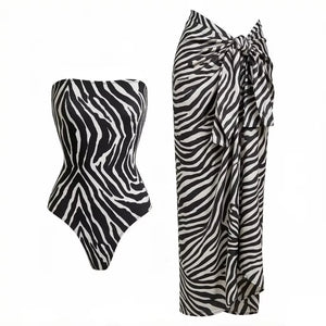 Conjunto Strapless con Falda Pareo Anudada Ref. 0594 - Marea Bella Swimwear