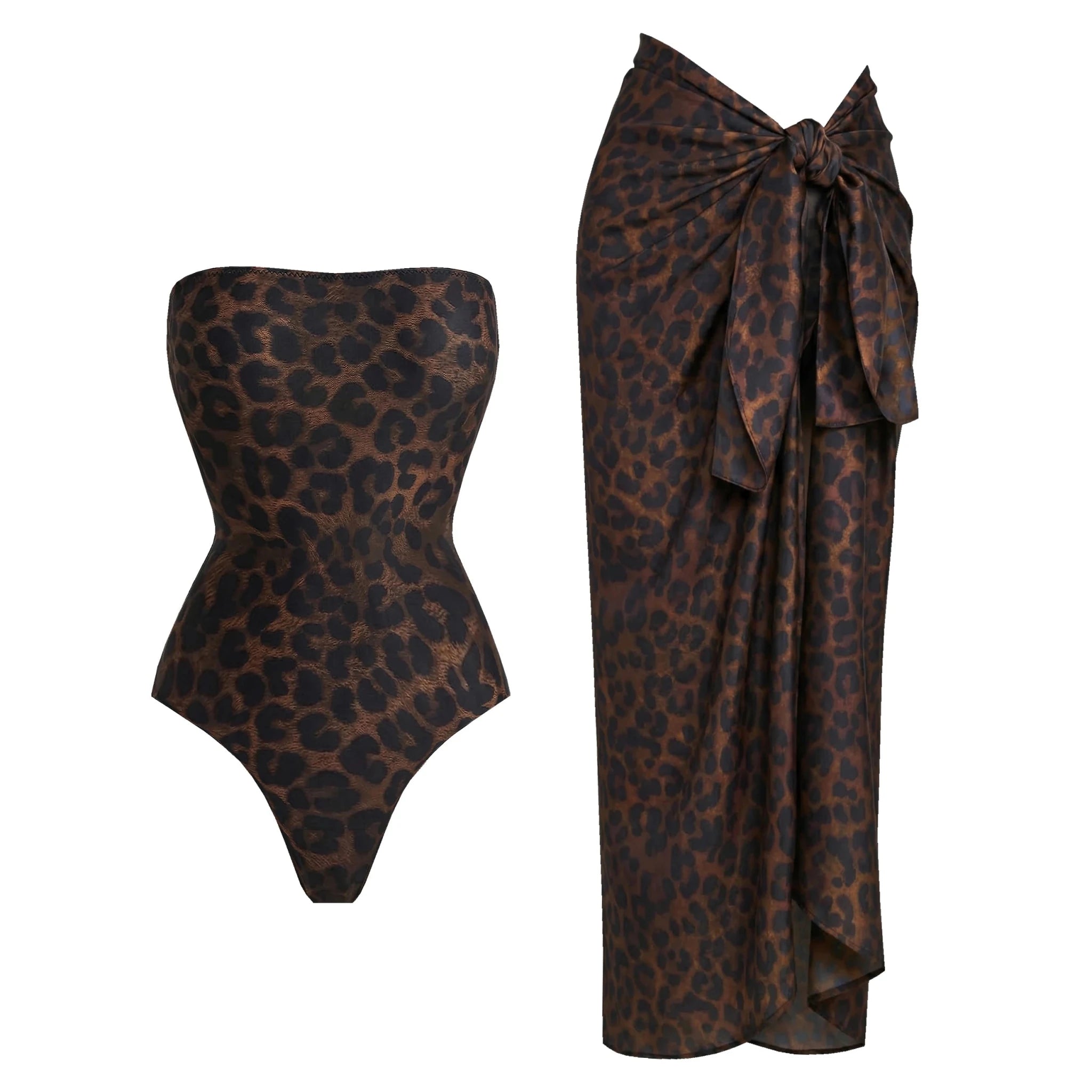 Conjunto Strapless con Falda Pareo Anudada Ref. 0594 - Marea Bella Swimwear