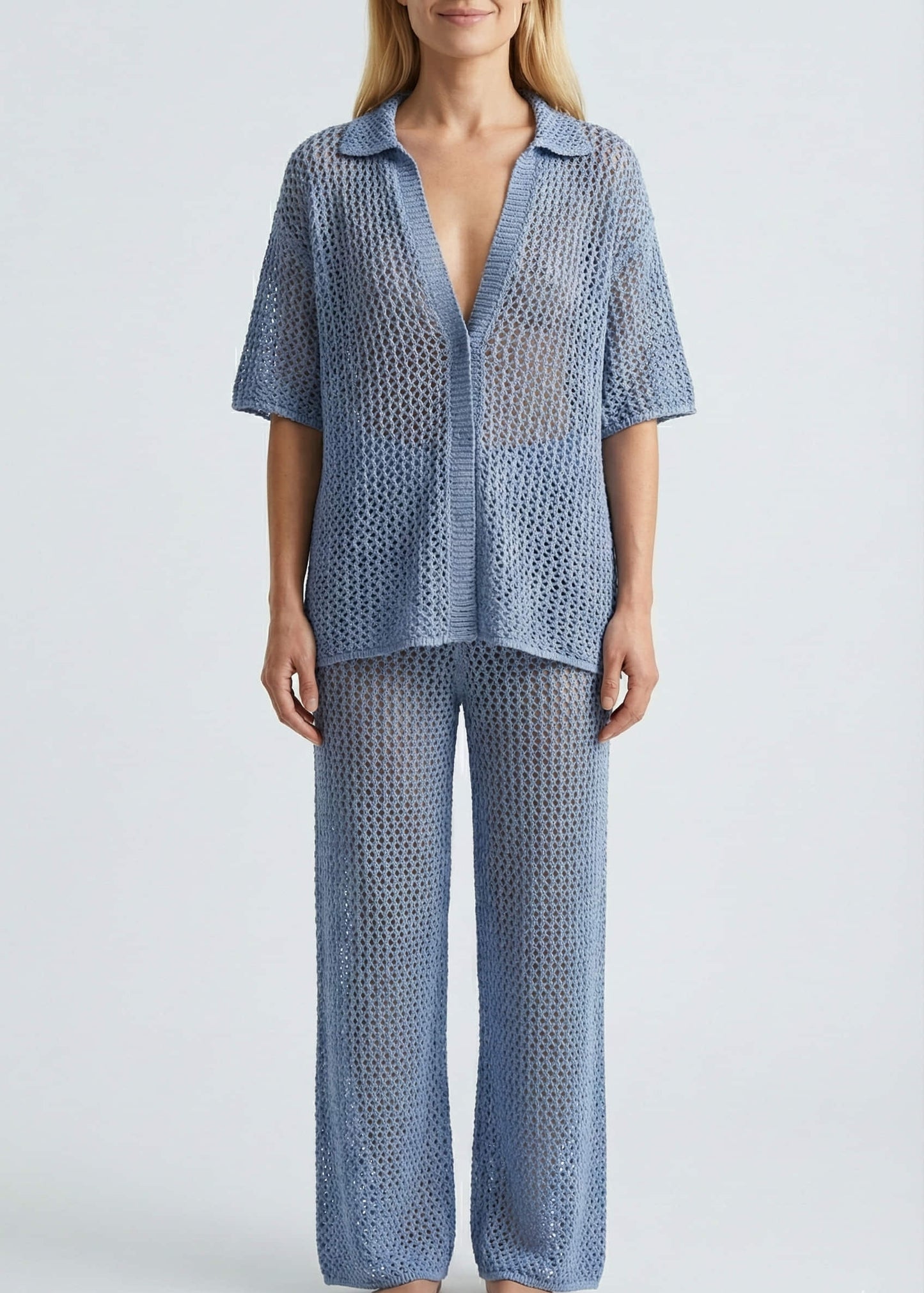 Conjunto en Tejido de Punto con Pantalón Flare Ref: 0390