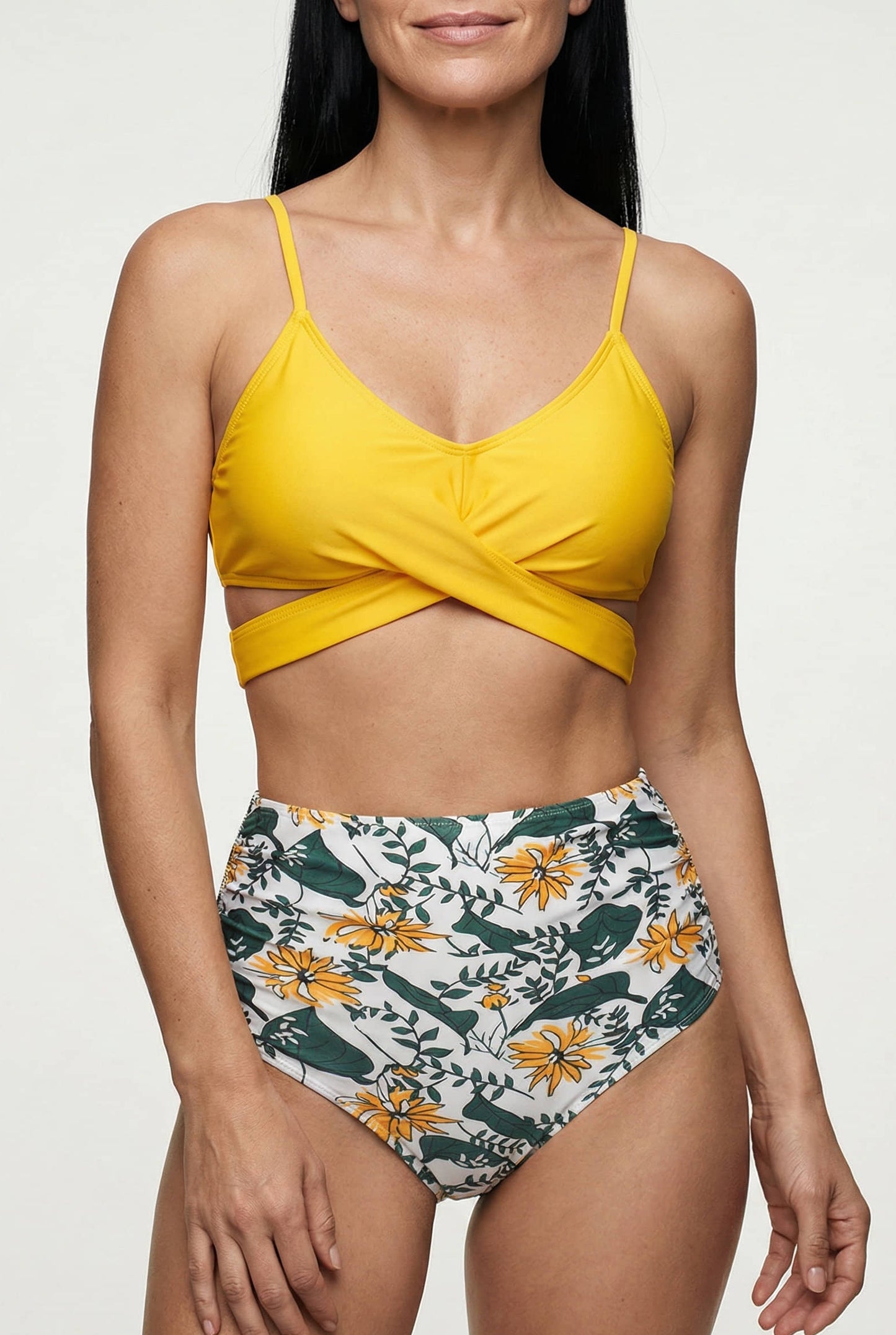 Bikini de Cintura Alta con Top Cruzado Ref: 0734