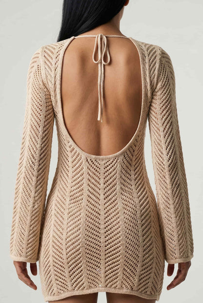 Salida de Playa en Tejido de Punto Calado con Amarre Ref: 0395