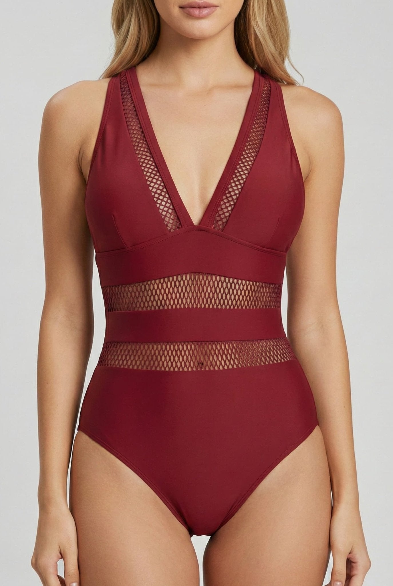 Enteriza con Detalles en Tul y Escote en V Ref. 0775 - Marea Bella Swimwear