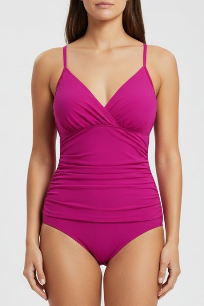 Enteriza con Escote en V Cruzado y Drapeados Ref. 0781 - Marea Bella Swimwear