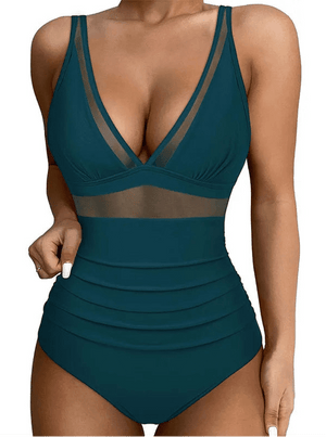 Enteriza con Recortes de Malla y Frunces en la Cintura Ref. 0462 - Marea Bella Swimwear