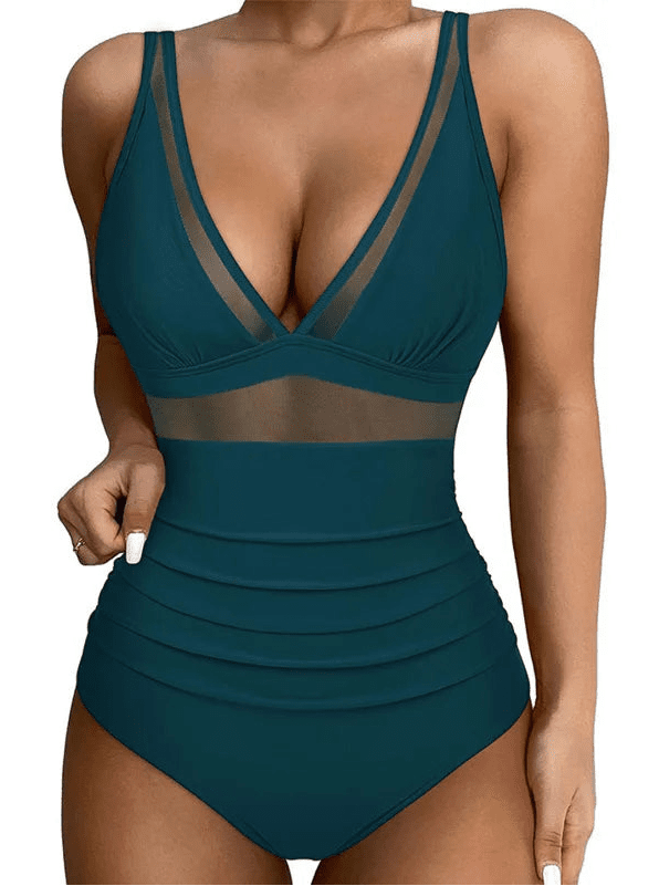 Enteriza con Recortes de Malla y Frunces en la Cintura Ref. 0462 - Marea Bella Swimwear