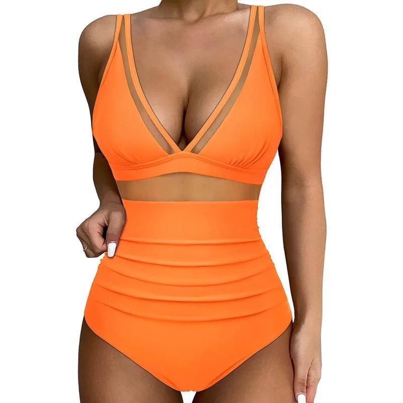 Enteriza con Recortes de Malla y Frunces en la Cintura Ref. 0462 - Marea Bella Swimwear
