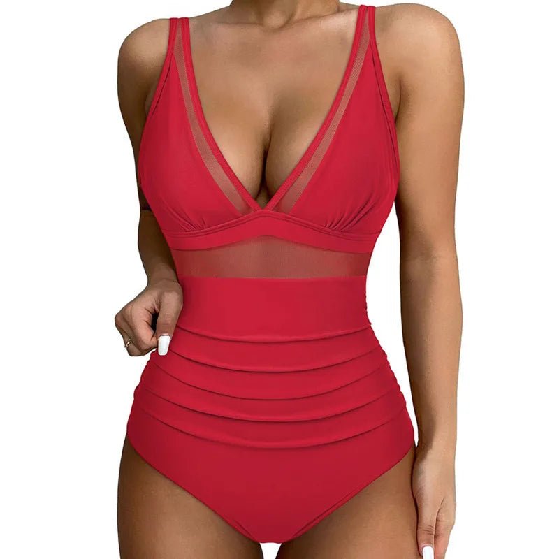 Enteriza con Recortes de Malla y Frunces en la Cintura Ref. 0462 - Marea Bella Swimwear