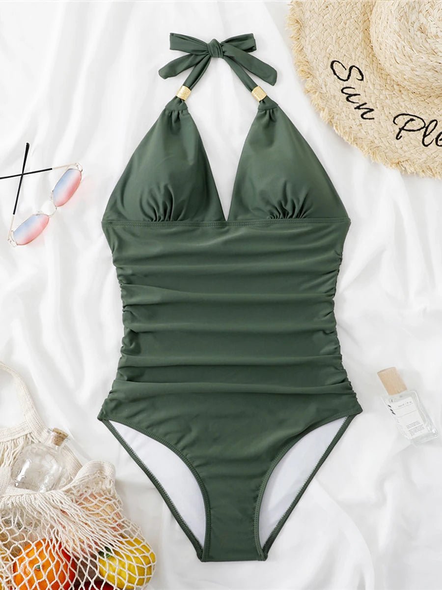 Enteriza con Tirantes de Lazo y Detalles Fruncidos Ref. 0461 - Marea Bella Swimwear