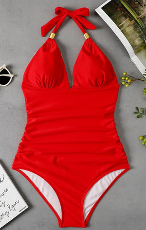 Enteriza con Tirantes de Lazo y Detalles Fruncidos Ref. 0461 - Marea Bella Swimwear