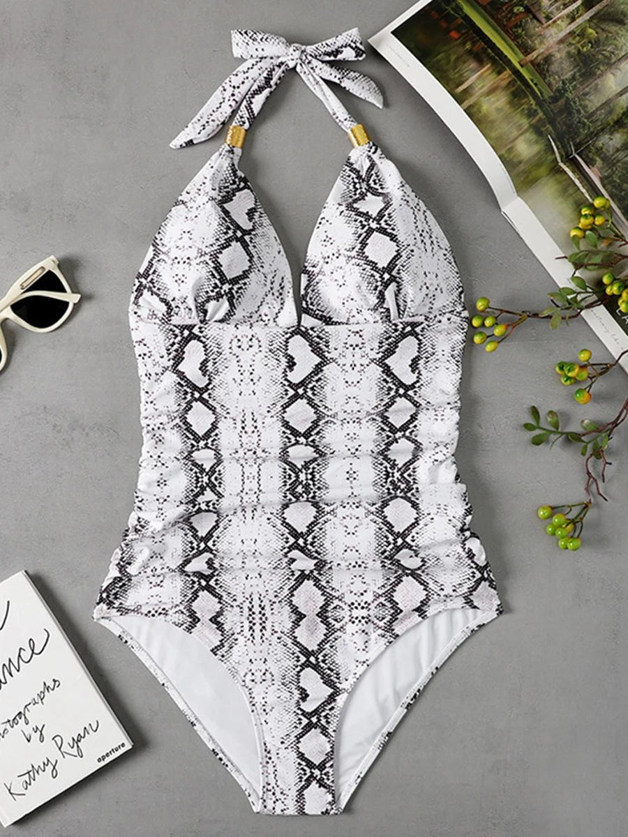 Enteriza con Tirantes de Lazo y Detalles Fruncidos Ref. 0461 - Marea Bella Swimwear