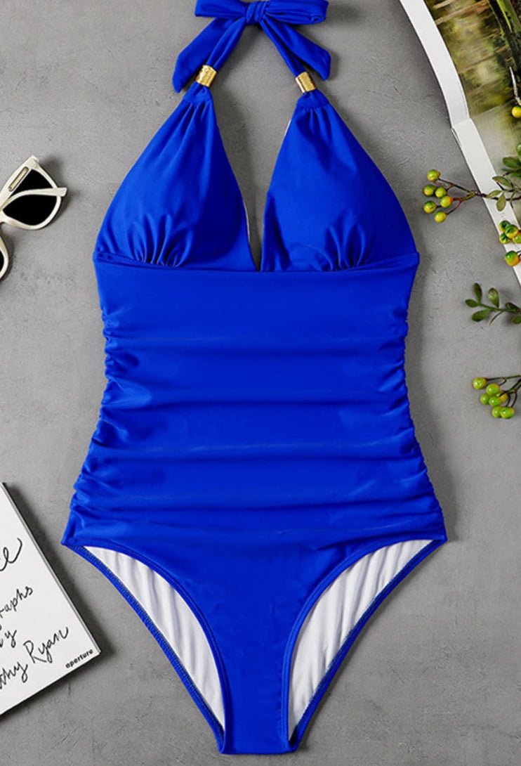 Enteriza con Tirantes de Lazo y Detalles Fruncidos Ref. 0461 - Marea Bella Swimwear