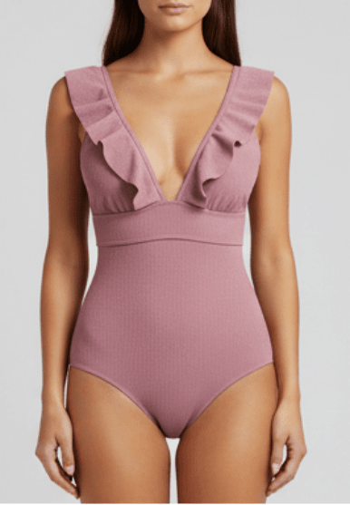 Enteriza con Volados y Recorte en V Ref. 0185 - Marea Bella Swimwear
