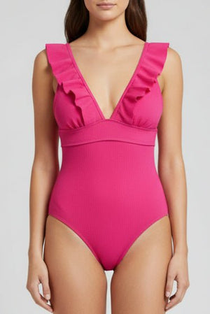Enteriza con Volados y Recorte en V Ref. 0185 - Marea Bella Swimwear