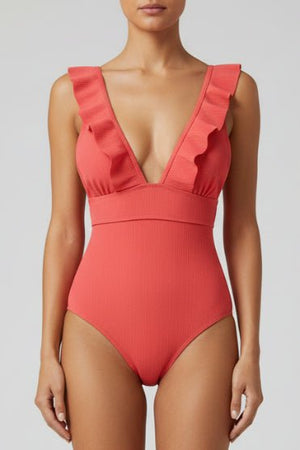 Enteriza con Volados y Recorte en V Ref. 0185 - Marea Bella Swimwear