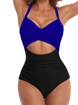 Enteriza Cruzada con Recorte y Combinación Bicolor Ref. 0191 - Marea Bella Swimwear