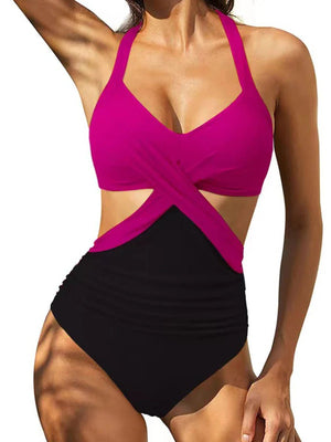 Enteriza Cruzada con Recorte y Combinación de Estampas Ref. 0190 - Marea Bella Swimwear