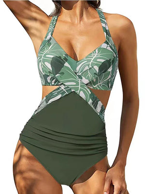 Enteriza Cruzada con Recorte y Combinación de Estampas Ref. 0190 - Marea Bella Swimwear
