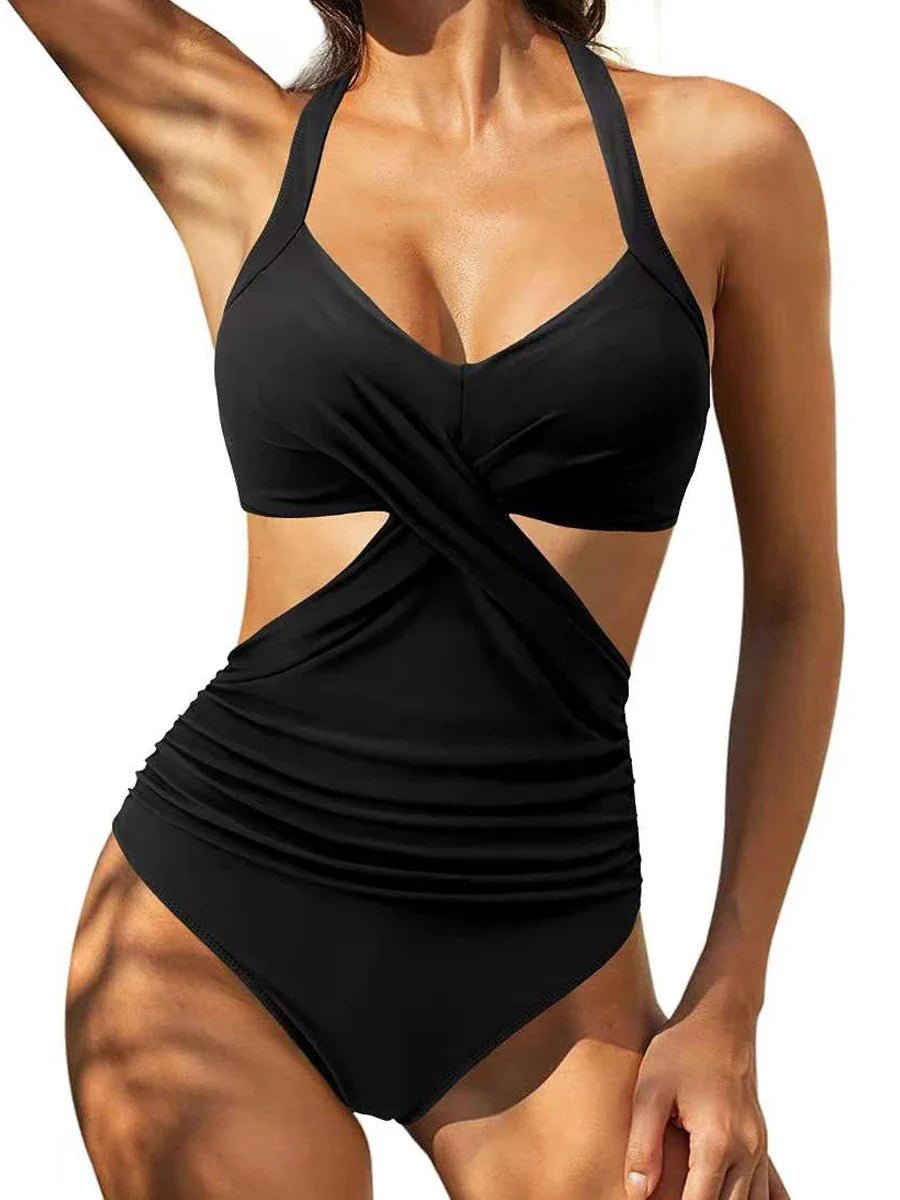 Enteriza Cruzada con Recorte y Combinación de Estampas Ref. 0190 - Marea Bella Swimwear