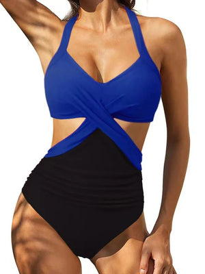 Enteriza Cruzada con Recorte y Combinación de Estampas Ref. 0190 - Marea Bella Swimwear