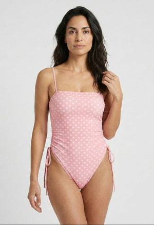 Enteriza Estampa Lunares con Escote Recto y Amarre Lateral Ref. 0714 - Marea Bella Swimwear