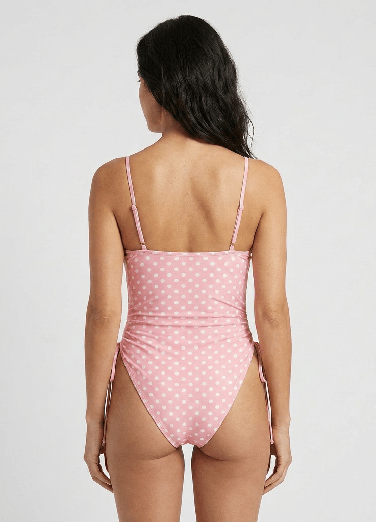 Enteriza Estampa Lunares con Escote Recto y Amarre Lateral Ref. 0714 - Marea Bella Swimwear