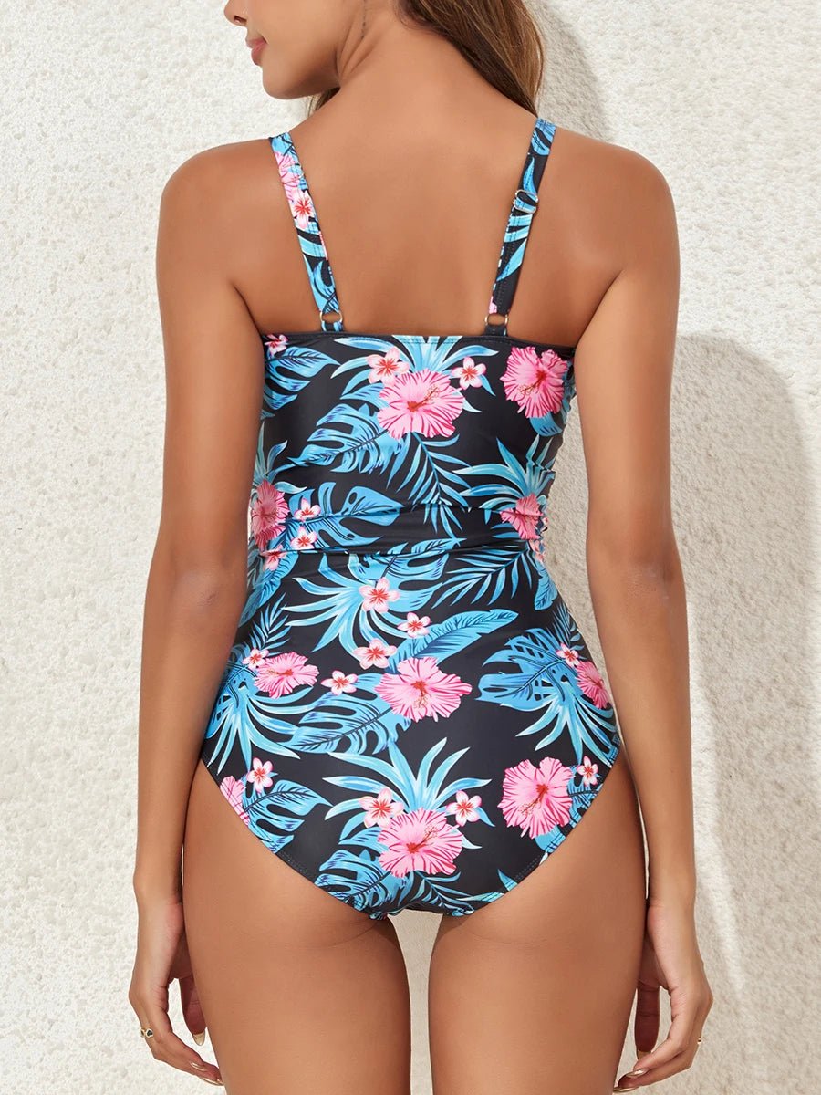 Enteriza Estampada con Frunces y Tirantes Finos Ref. 0460 - Marea Bella Swimwear