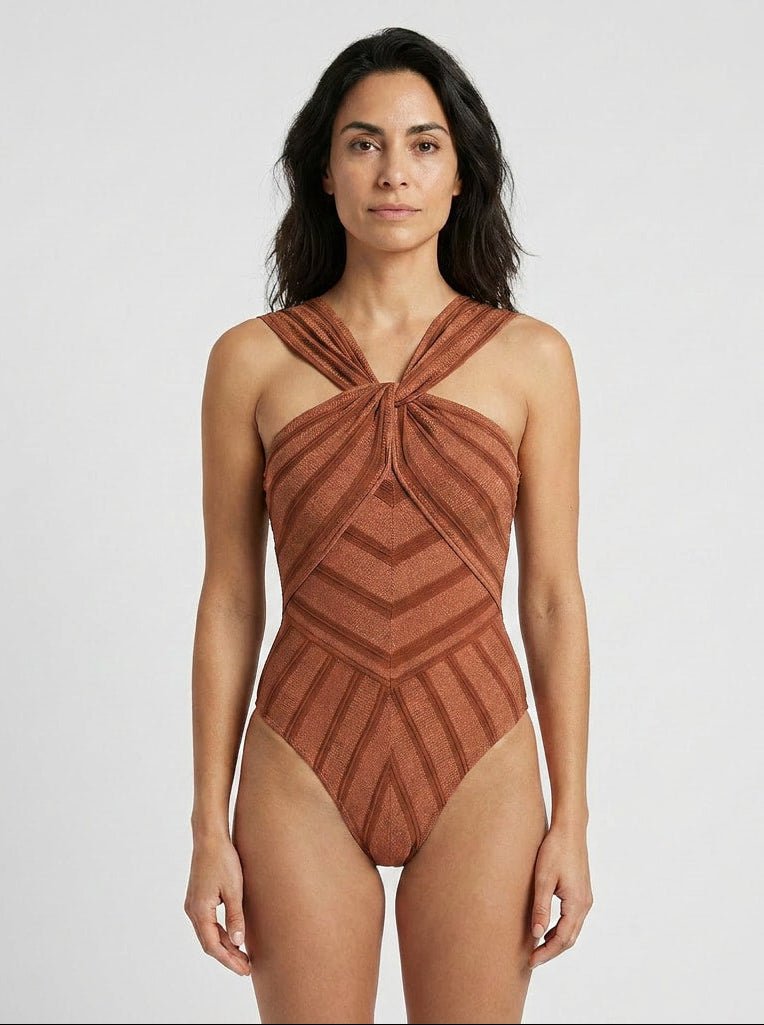 Enteriza Halter Cruzada con Nudo Central Ref. 0713 - Marea Bella Swimwear