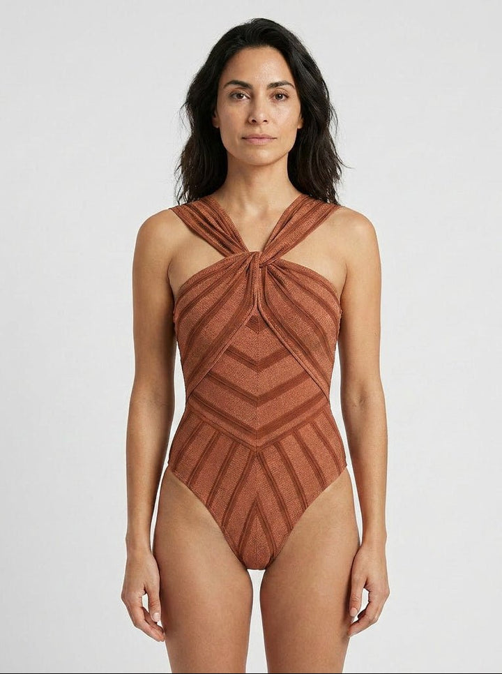 Enteriza Halter Cruzada con Nudo Central Ref. 0713 - Marea Bella Swimwear