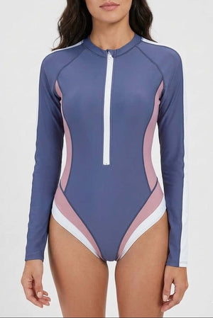 Enteriza Multicolor de Manga Larga con Cierre Frontal Ref. 0694 - Marea Bella Swimwear