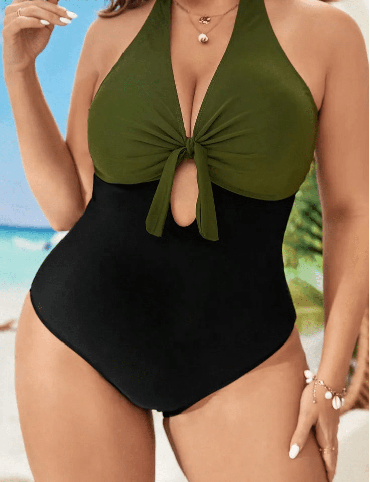 Enteriza Plus Size Bicolor con Lazo Ref. 0602 - Marea Bella Swimwear