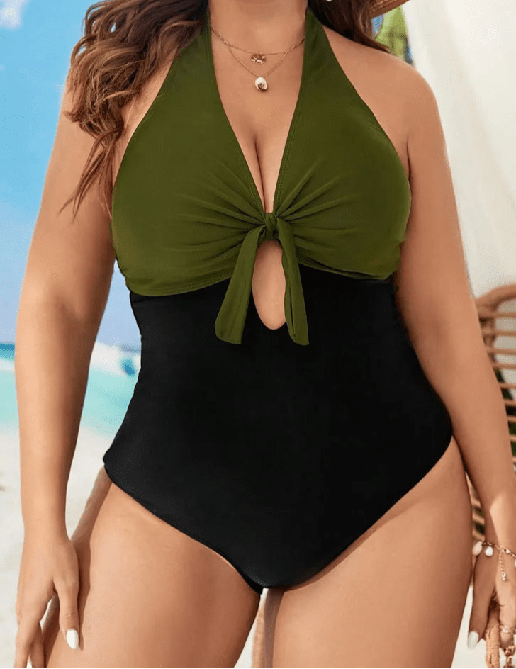 Enteriza Plus Size Bicolor con Lazo Ref. 0602 - Marea Bella Swimwear