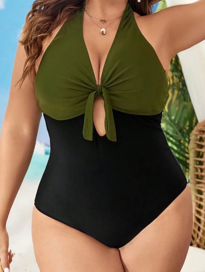 Enteriza Plus Size Bicolor con Lazo Ref. 0602 - Marea Bella Swimwear