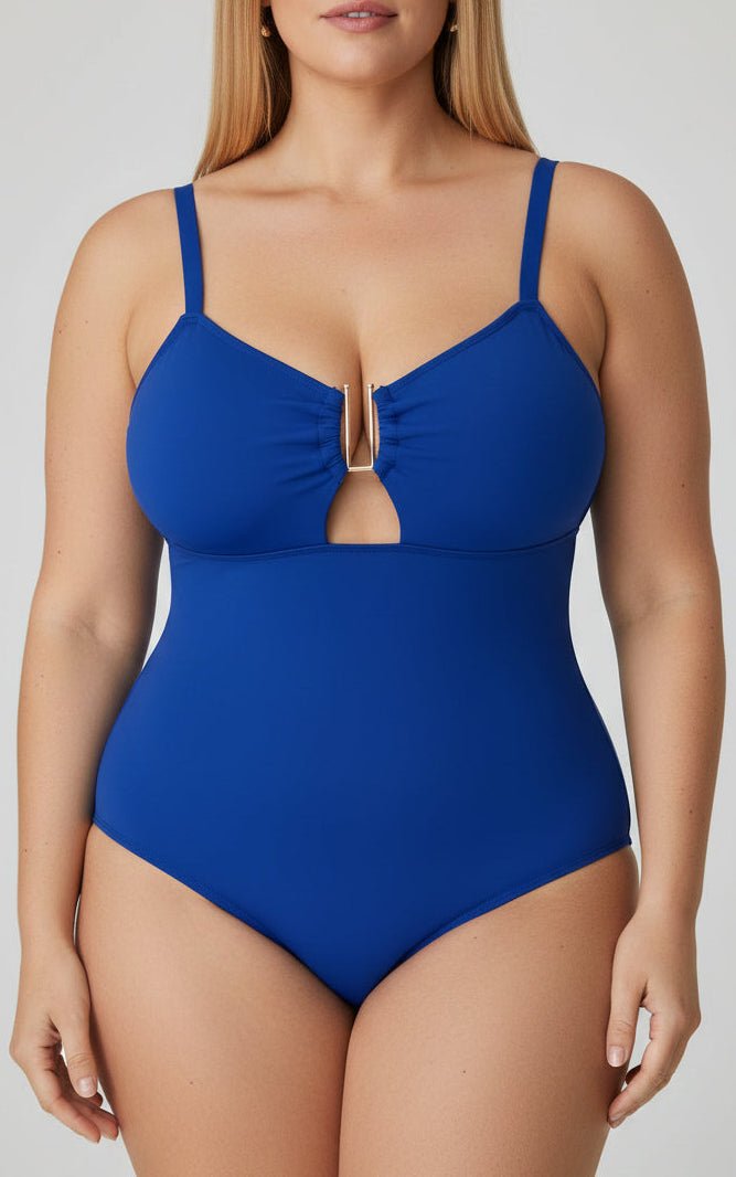 Enteriza Plus Size con Adorno Dorado Central en U Ref. 0669 - Marea Bella Swimwear