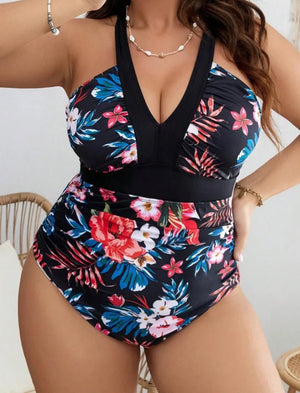 Enteriza Plus Size con Estampa Floral y Tirantes Regulables Ref. 0614 - Marea Bella Swimwear
