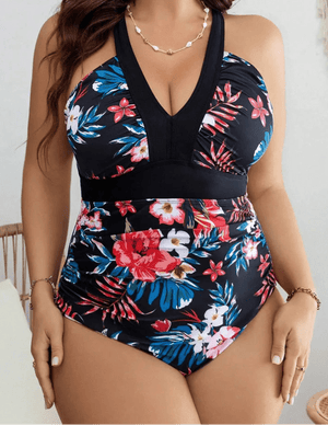 Enteriza Plus Size con Estampa Floral y Tirantes Regulables Ref. 0614 - Marea Bella Swimwear