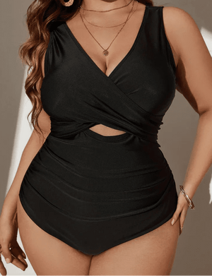 Enteriza Plus Size con Superposición Frontal y Efecto Drapeado Ref. 0608 - Marea Bella Swimwear