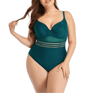 Enteriza Plus Size con Taza Moldeada y Detalles de Tul Ref. 0604 - Marea Bella Swimwear