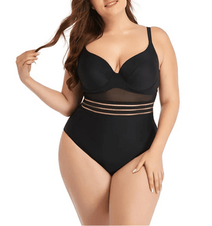 Enteriza Plus Size con Taza Moldeada y Detalles de Tul Ref. 0604 - Marea Bella Swimwear