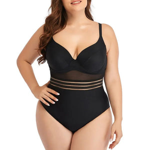 Enteriza Plus Size con Taza Moldeada y Detalles de Tul Ref. 0604 - Marea Bella Swimwear