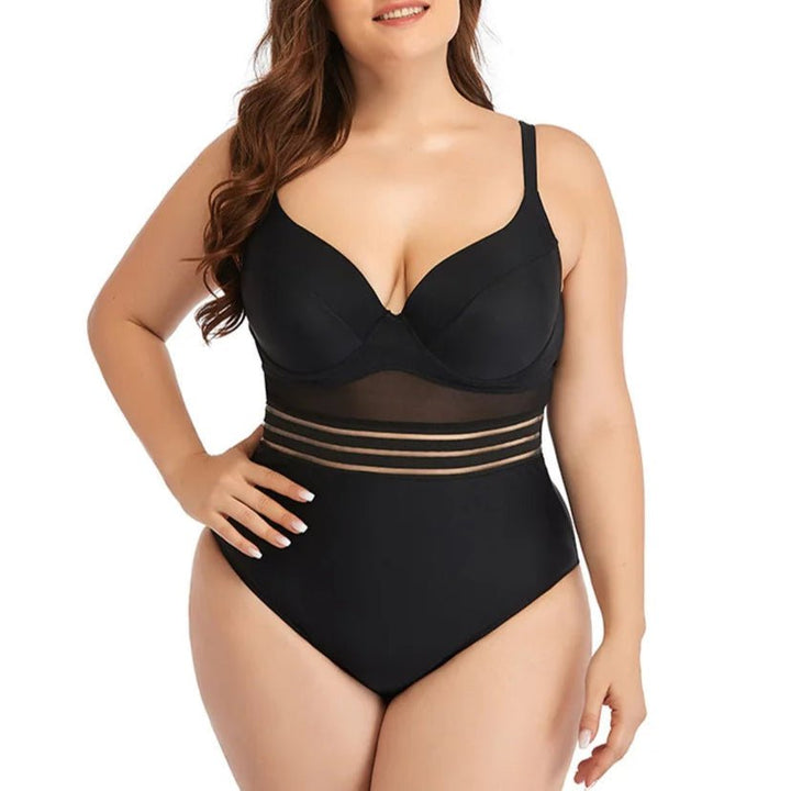 Enteriza Plus Size con Taza Moldeada y Detalles de Tul Ref. 0604 - Marea Bella Swimwear