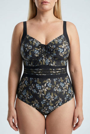 Enteriza Plus Size Estampada con Lazo Frontal y Amarre en la Espalda Ref. 0664 - Marea Bella Swimwear