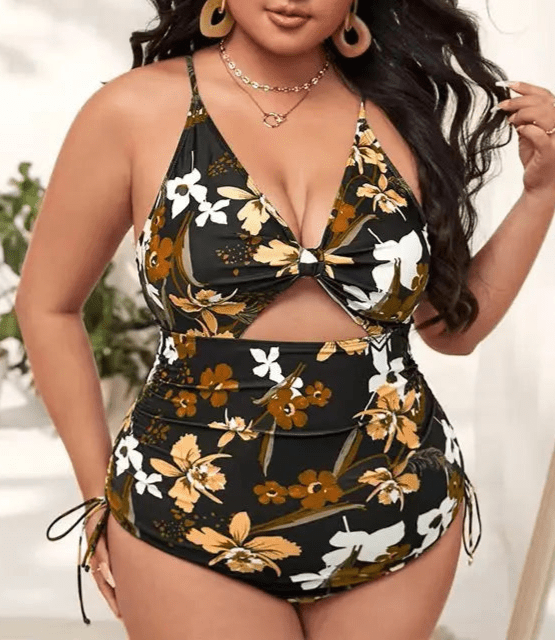 Enteriza Plus Size Estampada con Lazo Lateral Ref. 0606 - Marea Bella Swimwear