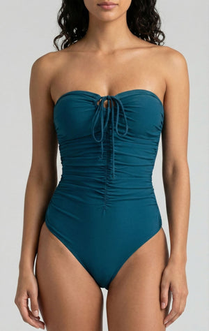 Enteriza Strapless con Drapeados Frontales Ref. 0774 - Marea Bella Swimwear