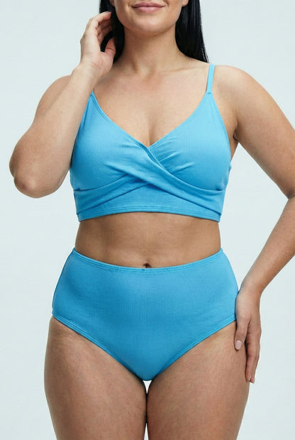 Bikini Plus Size con Top Cruzado y Cintura Alta Ref: 0656