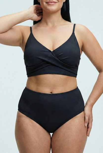Bikini Plus Size con Top Cruzado y Cintura Alta Ref: 0656