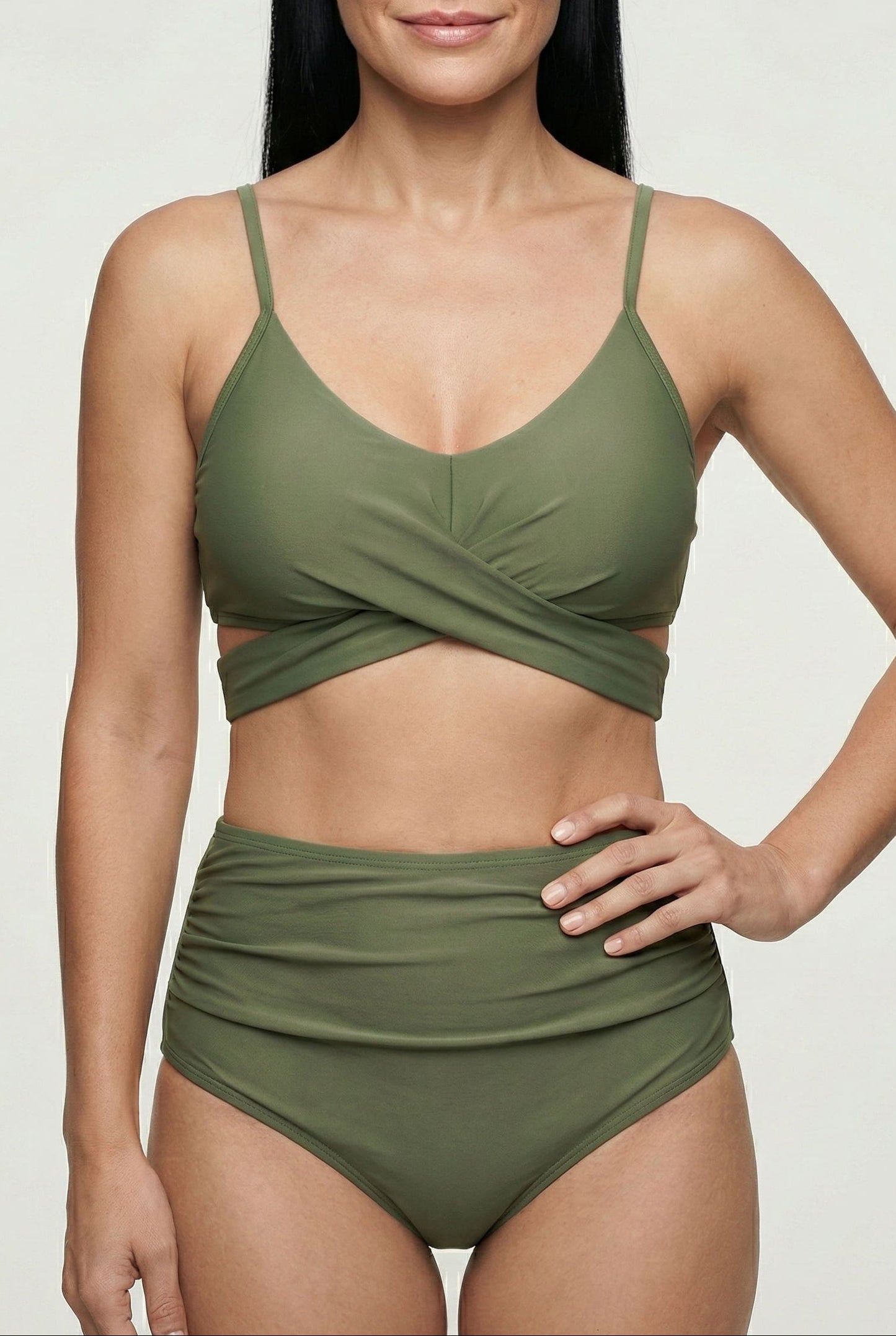 Bikini de Cintura Alta con Top Cruzado Ref: 0734