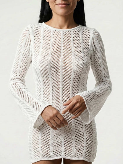 Salida de Playa en Tejido de Punto Calado con Amarre Ref: 0395