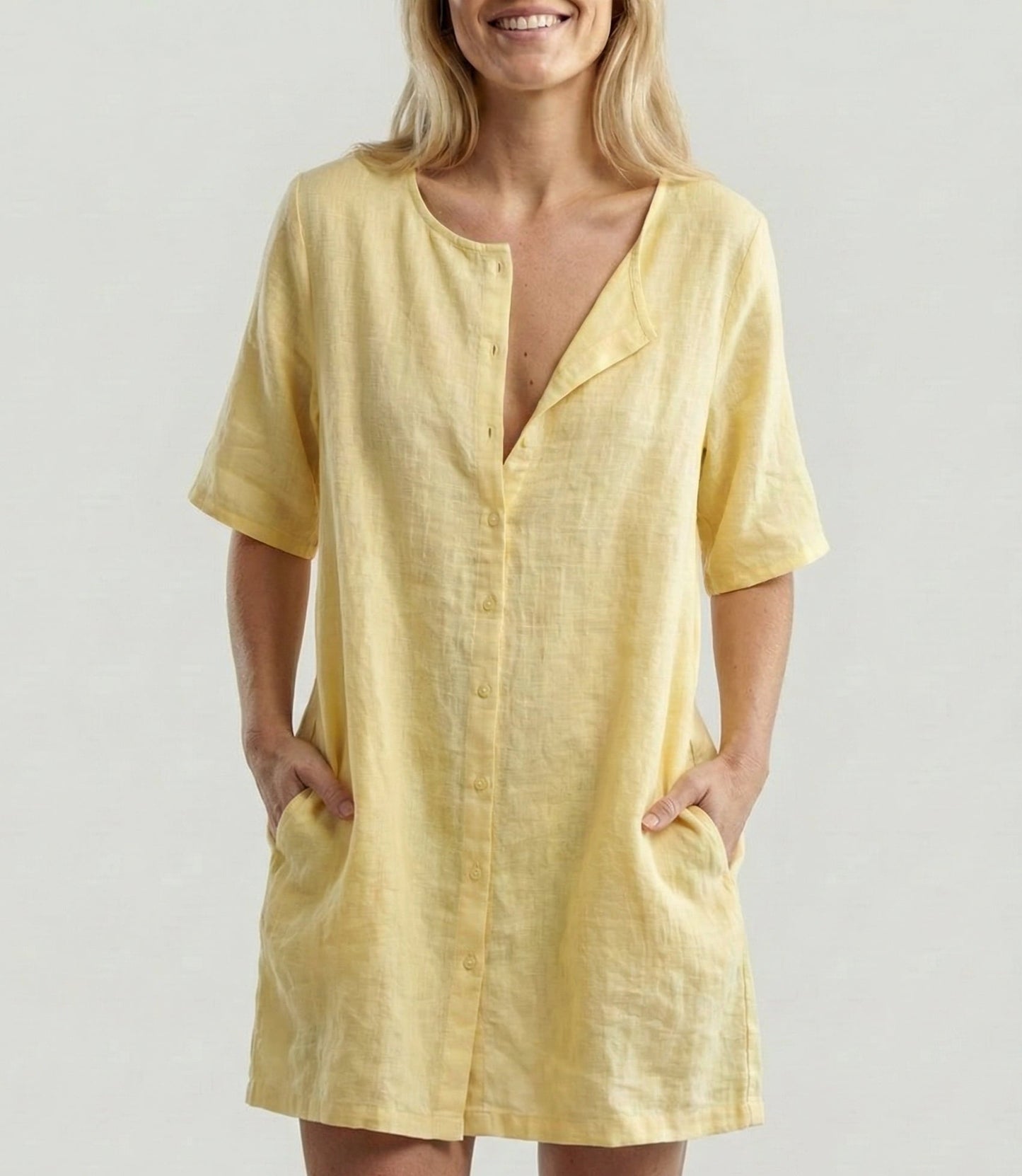 Salida de Playa Chemise con Cuello Amplio y Botones Frontales Ref: 0386